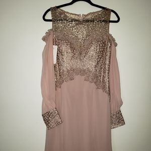 Powder Fully Lined Crew neck Prom Dress